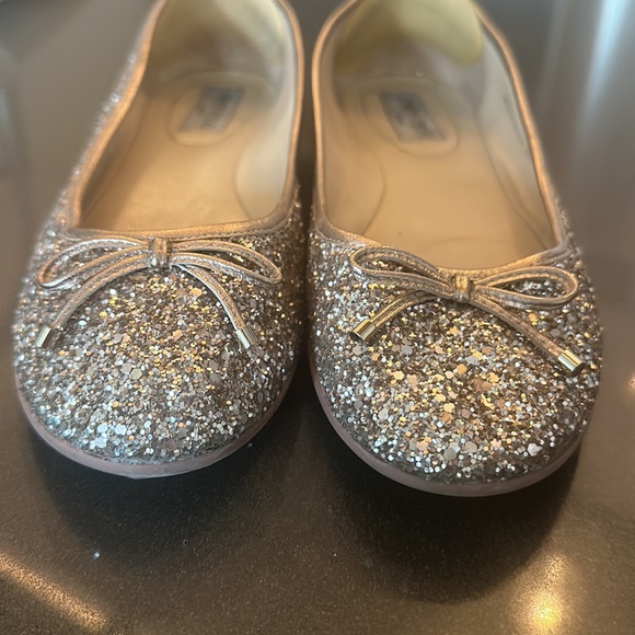Jimmy Choo Walsh Glittered Leather Ballet Flats - Picture 5 of 6
